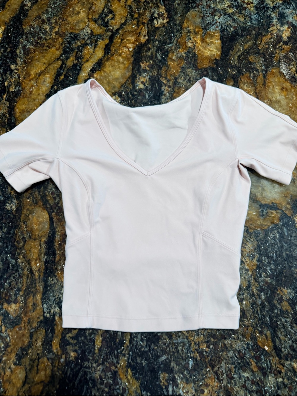 lululemon athletica Light Pink V-Neck Short Sleeve Top